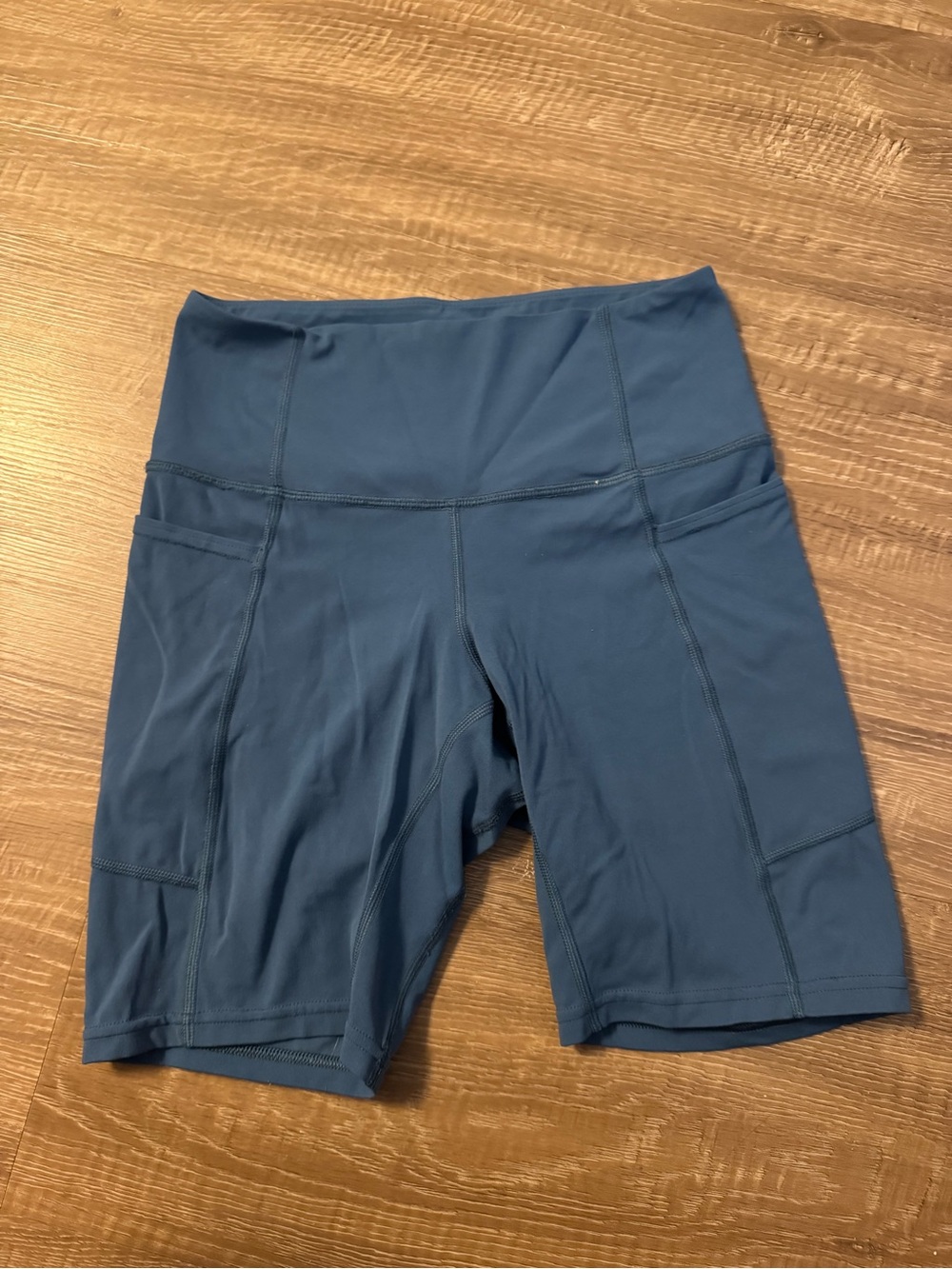 Patagonia Slate Blue High-Rise Bike Shorts with Side Pockets